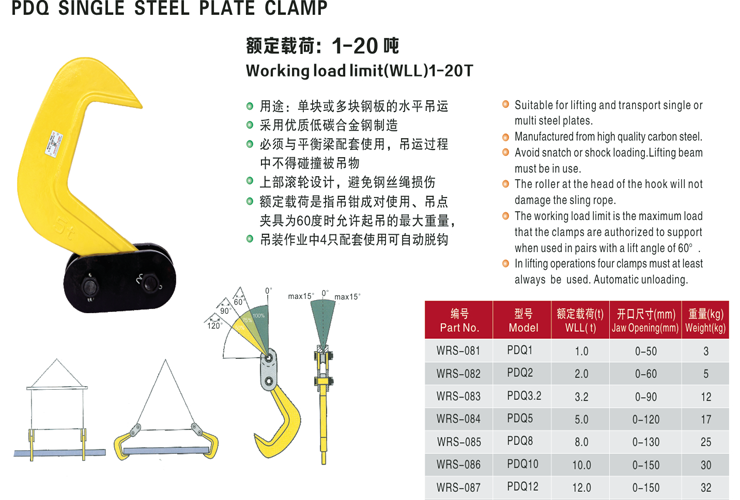 PDQ系列單板鋼板吊鉗